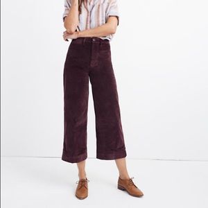 Madewell Emmet Crop Wide Leg Velveteen